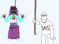 ack anti_soytan arm award bloodshot_eyes blue_eyes blush brown_skin brown_troonjak closed_mouth clothes glasses hanging ias jakparty_soy jartycuck lipstick murder nas nintendo nintendo_switch open_mouth posted_it_again_award purple_hair rope shitskin skirt soy soylent soylent_(tranilla) soytran stubble text tongue total_sloptran_death tranny variant:markiplier_soyjak variant:soytan video_game waving // 3574x2678 // 162.1KB