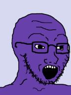 blue_skin glasses open_mouth purple_skin soyjak stubble variant:soyak // 644x860 // 27.8KB