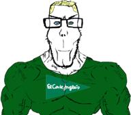 blond blue_eyes buff el_corte_ingles glasses green_shirt muscles stubble subvariant:euroaryan trend:aryan variant:markiplier_soyjak // 1059x929 // 77.8KB