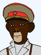 animal bobo_the_sharty_janny closed_mouth clothes ear glasses hat janny military_cap monkey neutral soyjak suspenders variant:kuzjak // 810x1080 // 150.1KB