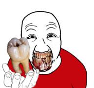 clenched_teeth clothes downs_syndrome hand holding_object missing_teeth perro_hold retard soyjak variant:el_perro_rabioso yellow_teeth you_were_one_i_ker // 1290x1200 // 920.3KB