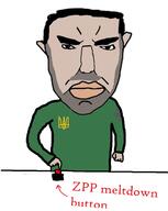 button coat_of_arms facial_hair green_shirt iron_cross meltdown military_uniform millions_must_die patch subvariant:pol_face tawny transsexual ukraine variant:chudjak volodymyr_zelenskyy zaporizhia // 990x1240 // 101.5KB