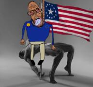 ack angry award beard bloodshot_eyes brown_skin chad crying european european_union eyebrows flag flag:european_union flag:united_states flag_pole full_body gigachad glasses grey_skin half_open_mouth hanging most_obsessed_faggot_award mutt pole redeyes shitskin star(symbol) stubble subvariant:euromutt suicide sweater teeth tongue variant:markiplier_soyjak // 735x684 // 494.2KB