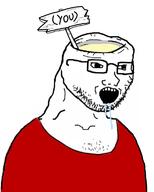 (you) bowl brainlet clothes drool glasses open_mouth soy soyjak soylent stubble variant:soyak // 616x769 // 191.5KB