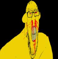 animal blood bloodshot_eyes clenched_teeth cracked_teeth crying dog ear glasses janny nosebleed red_eyes soyjak stubble subvariant:feralrage variant:feraljak vein yellow_skin yellow_teeth // 2000x2057 // 664.8KB