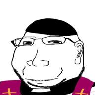 catholic christianity clothes cross ear eyelids glasses hair hat priest small_eyes smile soyjak stubble subvariant:massjak subvariant:wholesome_soyjak variant:gapejak // 600x600 // 53.4KB