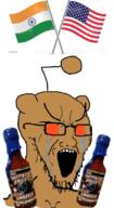 angry antenna bottle brown_skin country crying earth flag food glasses hot_sauce india indian open_mouth orange_eyes reddit redditard soyjak star stubble united_states variant:soyak // 600x1100 // 608.6KB