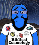 beard bible bible_verse blue_skin calm christianity closed_mouth clothes flat_earth flower genesis_(bible) genesis_1:6 glasses god hair i_love irl_background plant smile soyjak star stars subvariant:science_lover text variant:markiplier_soyjak water // 5176x6048 // 10.6MB