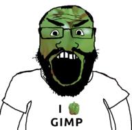 beard clothes food gimp gimp_(photo_manipulation_program) glasses green_is_my_pepper green_skin i_love open_mouth pepper soyjak subvariant:science_lover technology text tshirt variant:markiplier_soyjak // 800x789 // 145.3KB