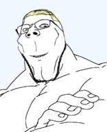 blond blue_eyes buff closed_mouth glasses hand muscles smile stubble subvariant:hulkjak subvariant:wholesome_soyjak transparent_background trend:aryan variant:gapejak // 618x763 // 98.7KB