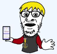 award blond clothes glasses hair holding_object holding_phone looking_at_you medal mouth_open nate open_mouth showing_something soyjak_party stubble variant:huippee variant:unknown // 257x241 // 10.7KB