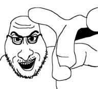 glasses hand mustache open_mouth soyjak stubble subvariant:smugjak_front variant:smugjak // 981x888 // 18.8KB