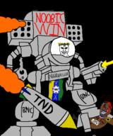Warrior-Z(user) ack arm black_background blood bnc emblem fire flag foot gem gemerald gun half_body head mech mecha robot rocket smoke subvariant:chudjak_front text tongue torso total_nigger_death variant:bernd variant:chudjak // 432x518 // 39.8KB