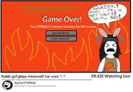 animal_ears beanie carrot clothes drawn_background ear fire hair hat minecraft open_mouth rabbit_ears sad sleeveless_shirt soyjak speech_bubble streamer text variant:soytan video_game vtuber youtube // 1158x804 // 57.1KB