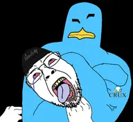 ack ack! blue_skin crux death developer enthusiast linux open_mouth penguin tattoo variant:gapejak // 1996x1844 // 356.3KB