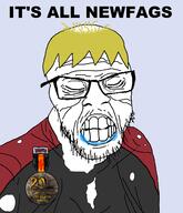 award closed_eyes clothes drool glasses hair its_over meta:Not_OC meta:tagme nate old oldfag soyjak_party stubble teeth text variant:feraljak // 1400x1630 // 521.1KB