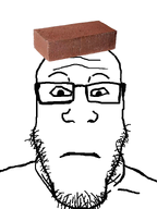 brick bricks clay_brick glasses looking_at_you object_on_head stubble subvariant:neutralplier variant:markiplier_soyjak white_background // 600x800 // 88.4KB