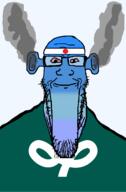 angry bald bloodshot_eyes blue blue_skin calm closed_mouth ear flag flag:japan flag:miyagi fume glasses japan miyagi ogre_ears seethe smoke soyjak stretched_chin stubble template todofuken transparent_background variant:markiplier_soyjak // 823x1250 // 62.3KB