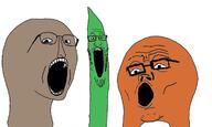 3soyjaks beaned blc glasses meme_man open_mouth orang soyjak soyjak_trio stretched_mouth stubble surreal_memes variant:gapejak variant:markiplier_soyjak variant:tony_soprano_soyjak // 1723x1033 // 165.5KB