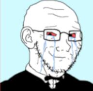 bowtie crying ear glasses low_quality low_resolution parody red_eyes smug stubble tuxedo variant:soyak // 255x250 // 34.5KB