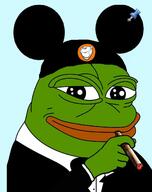 amphibian cigar closed_mouth ear frog grin mickey_mouse nas:pepe pepe pepe_the_frog smile smoking stubble tuxedo variant:impish_soyak_ears // 1047x1325 // 81.8KB
