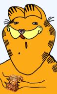 animal artist:xJanny cat cat_ear ear garfield hand happy holding_object lasagna looking_at_viewer looking_at_you orange_skin smile subvariant:impish_meowjak variant:impish_soyak_ears // 598x980 // 106.0KB