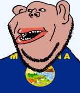 amerimutt black_sclera brown_skin clothes ear flag flag:montana hair lips montana mutt open_mouth plant soyjak spanish_text state stubble subvariant:impish_amerimutt text transparent_background tree united_states variant:impish_soyak_ears // 685x800 // 74.3KB