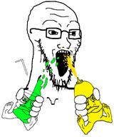 drinking drinking_straw eating foot glasses limeade_(user) meta:namefags mustard mustard_(user) soyjak straw stubble subvariant:condiment variant:feraljak variant:soyak // 1097x1316 // 89.4KB