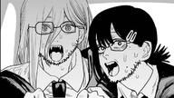 2soyjaks chainsoy_man ear glasses kobeni manga open_mouth power_(chainsaw_man) soyjak stubble sweating variant:unknown // 1200x675 // 666.9KB