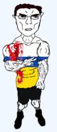 animal arm buff closed_mouth clothes ear flag flag:limburg full_body glasses hair hand limburg lion netherlands shoe soyjak subvariant:chudjak_front subvariant:unbotheredchud variant:chudjak vein // 549x1268 // 72.5KB