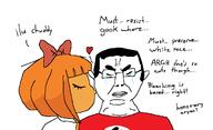 art aryan asian bow drawing ear glasses hair heart kiss kissing love mymy oekaki ongezellig orange_hair red_shirt text variant:chudjak // 1242x756 // 25.4KB