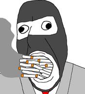 balaclava cigarette clothes gentlemen grey_shirt necktie smoke smoking spy_(tf2) strabismus suit team_fortress_2 variant:cobson // 421x461 // 62.3KB