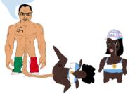 2soyjaks angry argentina breasts brown_skin buff cap closed_mouth clothes countrywar crying discord ear flag flag:argentina flag:italy flag:transgender_pride_flag hair hat italy mustache nsfw sex spade speech_bubble speech_bubble_empty spread_legs subvariant:chudjak_front subvariant:obsessedchud swastika tranny variant:chudjak vein white_skin // 1209x836 // 289.2KB