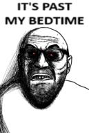 bags_under_eyes biting_lip bloodshot_eyes glasses its_over meta:tagme sleepy stubble text variant:cirrus // 800x1192 // 93.7KB