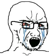 beard bloodshot_eyes crying open_mouth red_eyes seething soyjak stubble tear template variant:soyak white_background wrinkles // 595x678 // 8.8KB