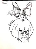 angry art black_and_white blood bowtie closed_mouth drawfag drawing eyelashes female freckles glasses hair ink meta:soytober meta:soytober2025 mymy_(ongezellig) ongezellig parasite pincer soyjak subvariant:female_feraljak text variant:feraljak // 3000x4000 // 3.7MB