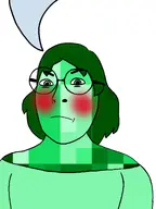 angry blush concerned emerald emerald_(namefag) emerald_looks_like_this female gemeraldiest_comments_section💎💎💎enter_as_you_please💎💎💎 glasses goonslop green_eyes green_hair meta:barely_soyjak_related speech_bubble subvariant:female_cobson variant:cobson woman // 1536x2048 // 474.4KB