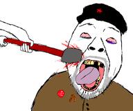 5_o_clock_shadow anti_communism blood bloodshot_eyes commie communism communist_party_of_the_russian_fedration hammer_and_sickle jacket missing_teeth red_star ribbon_of_saint_george russia sledgehammer stubble tongue variant:bernd // 1244x1044 // 90.2KB