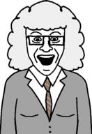 clothes female glasses grey_hair necktie open_mouth smosh soyjak variant:unknown // 438x638 // 14.3KB