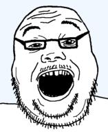 glasses mustache open_mouth redraw soyjak stubble subvariant:soylicia variant:alicia // 418x511 // 13.6KB