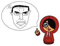chud english_text exclamation_mark glasses green_eyes hair hoodie maya_(ongezellig) ongezellig peeb speech_bubble subvariant:pol_face text text_bubble variant:chudjak white_background // 519x400 // 92.6KB