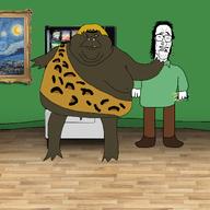 ancient brown_skin caveman fat green_wall holding_sproke jimbo_(namefag) meta:namefags meta:not_oc meta:tagme museum nusoi painting rock rocks series:nusoi_neanderthal_adventures sproke stone strangle subvariant:hunky_twink_sex_machine variant:alicia variant:mulletjak vending_machine wearing_hide wearing_leaf // 2000x2000 // 1.1MB