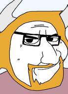 asgore_dreemurr beard closed_mouth deltarune eyebrows glasses megamind smile smug soyjak undertale variant:smugjak // 554x772 // 35.9KB