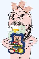 baby babyjak baerchen_wurst bald beard caca glasses half_body hand holding_object nose pacifier variant:gapejak // 676x1021 // 402.2KB