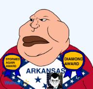 2soyjaks arkansas award awards bill_clinton closed_mouth flag:arkansas hair lips pink_skin soyjak star_(symbol) transparent transparent_background united_states variant:brandon variant:meximutt walmart // 888x849 // 196.3KB