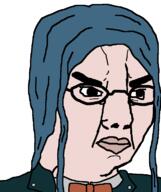 angry anime blue_hair chud closed_mouth clothes danganronpa_(series) danganronpa_v3:_killing_harmony glasses hair long_hair shirogane_tsumugi soyjak variant:chudjak video_game visual_novel white_skin // 645x770 // 31.1KB