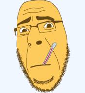 closed_mouth emoticon glasses series:soymoji sick soyjak stubble thermometer variant:cobson worried yellow yellow_skin // 775x849 // 35.3KB