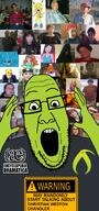 bald beard black_shirt chris-chan clothes encyclopedia_dramatica glasses green_skin kiwifarms lolcow obsessed open_mouth shocked sign sonichu stubble tshirt variant:ppp warning warning_may_randomly_start_talking_about warning_sign // 948x2026 // 1.7MB