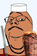 arab brown_skin food glasses kebab knife meat moustache soyjak stubble subvariant:wholesome_soyjak transparent_background variant:gapejak // 600x900 // 311.5KB