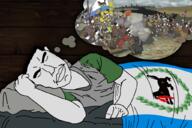 arm classical_art_parody closed_eyes closed_mouth dream ear flag hair hand irkutsk meta:tagme redraw sleep sleeping smile soyjak subvariant:chudjak_front though_bubble variant:chudjak // 1024x682 // 679.3KB